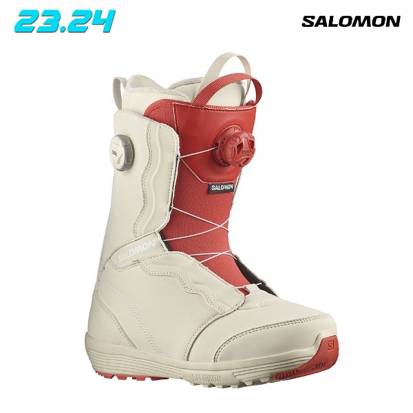 2324 SALOMON IVY BOA SJ BOA SNOWBOARD BOOTS - Bleached Sand/Almond Milk/Aurora Red(살로몬 스노우보드 여성 부츠) L47278700