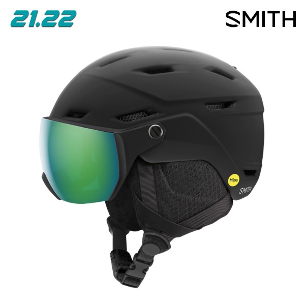 2122 SMITH Survey Jr Mips Helmet - Matte Black/Green Mir (스미스 서베이 주니어 밉스 스키/보드 헬멧)