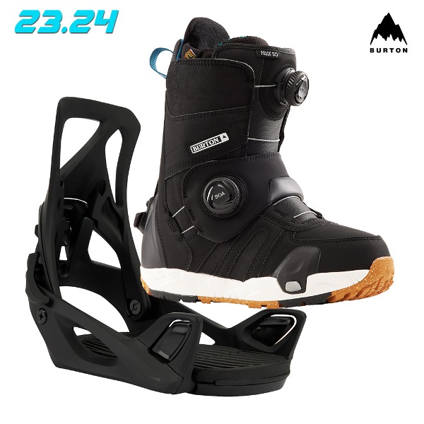 2324 BURTON Women&#039;s Felix Step On Wide Snowboard Boot / Re:Flex Bindings - Black(버튼 펠릭스 스텝온 와이드 스노우보드 부츠 바인딩 세트)