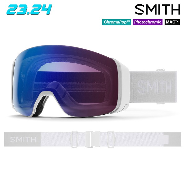 2324 SMITH 4D MAG WHITE VAPOR - PHOTO ROSE FLASH + STORM BLUE SENSOR (스미스 4D 맥 화이트 변색 렌즈 스키 보드 고글)716736829029